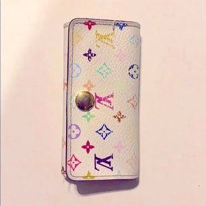 LV Monogram Multicolor 4 Key Holder White